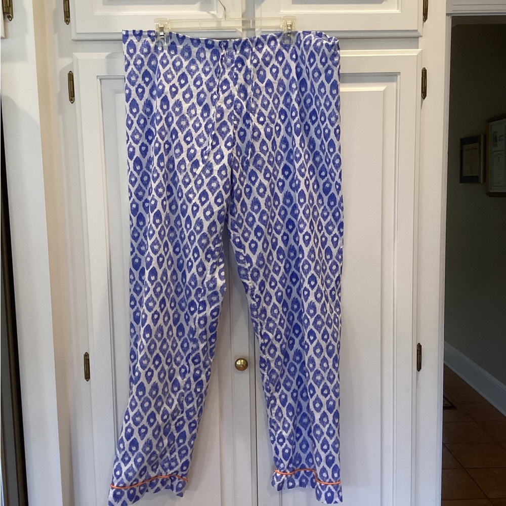 Marigot Collection, Women’s L cotton pjs, NWT, Royal Blue and Orange - Picture 2 of 6